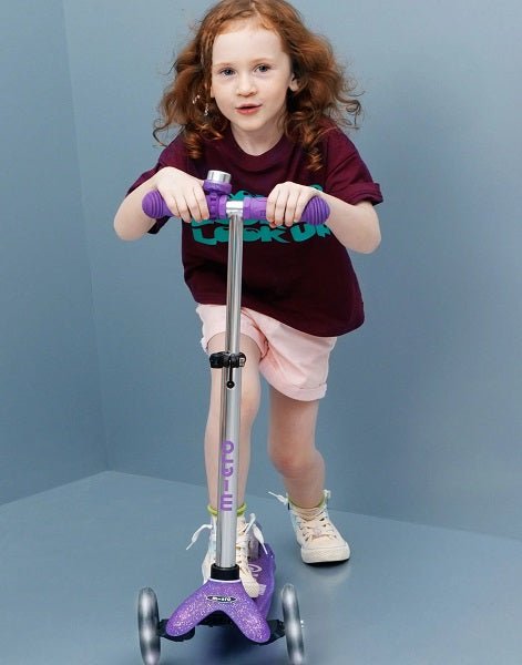 Mini Micro Deluxe Glitter LED 3 Wheel Scooter - Purple - Babyhouse Australia